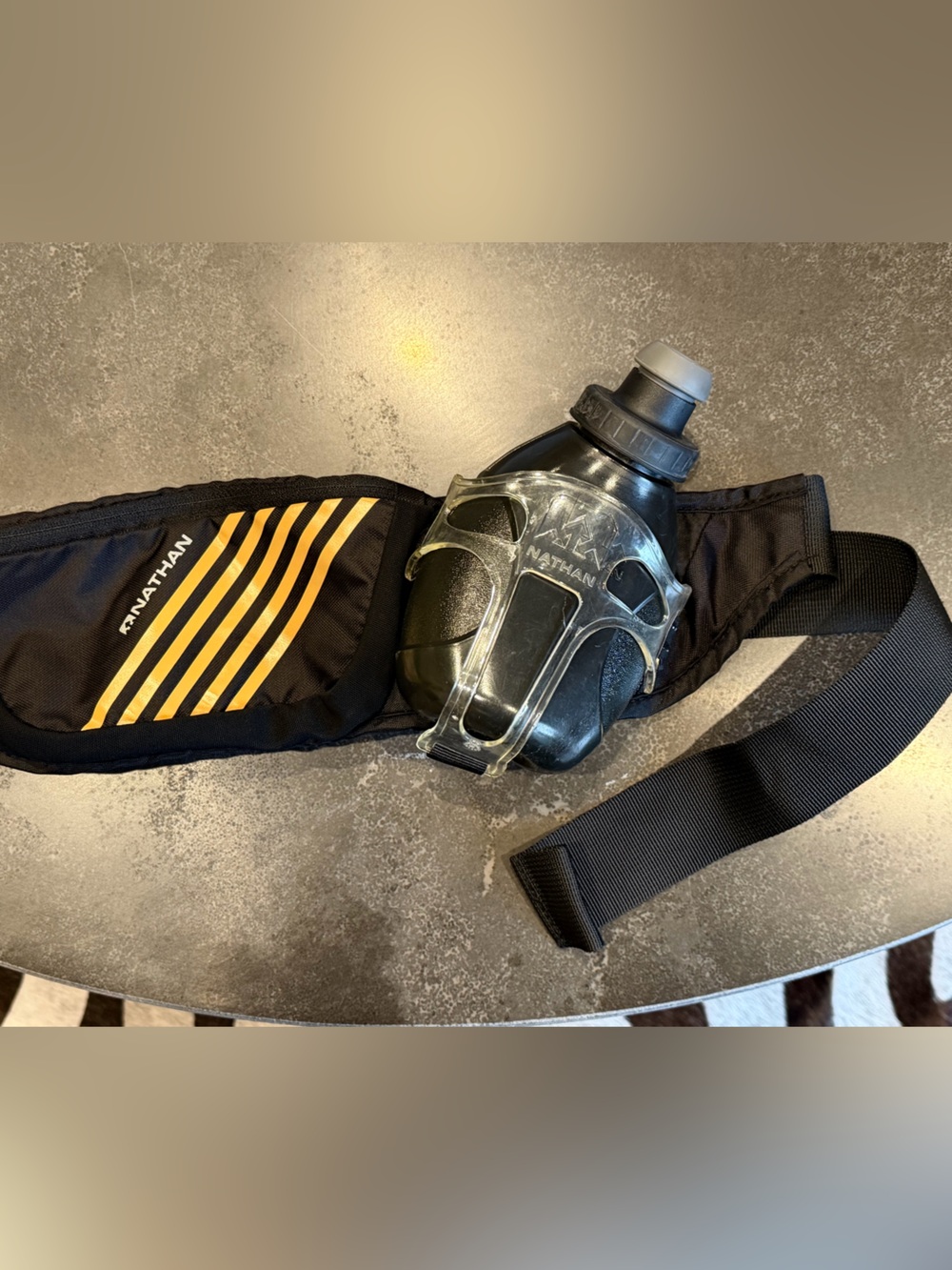 Nathan Black Waist Pack with Yellow Stripe Accents